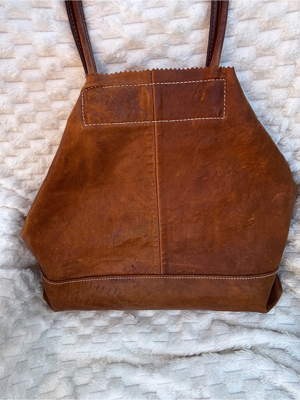 Banana Republic Cognac Slouch Leather Tote Magnetic Snap